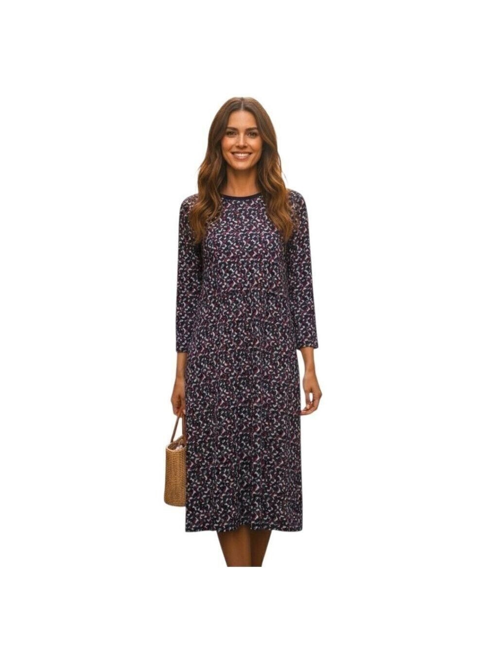 Lauren Ralph Lauren Jersey Knit Geometric 3/4 Sleeve Shift Dress Sz S